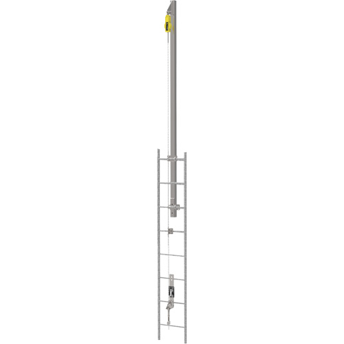 Ensemble de c&acirc;bles de s&eacute;curit&eacute; pour &eacute;chelle verticale Latchways avec avec potence de rallonge pour &eacute;chelle verticale SRL, Acier inoxydable Absolute Business Supply