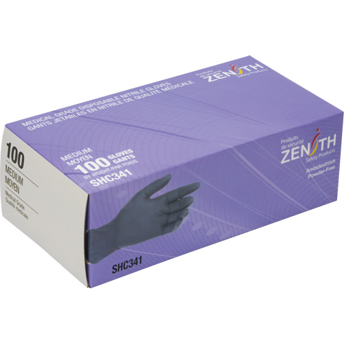 Medical Grade Disposable Gloves, Medium, Nitrile, 6-mil, Powder-Free, Black, Class 2 Absolute Business Supply