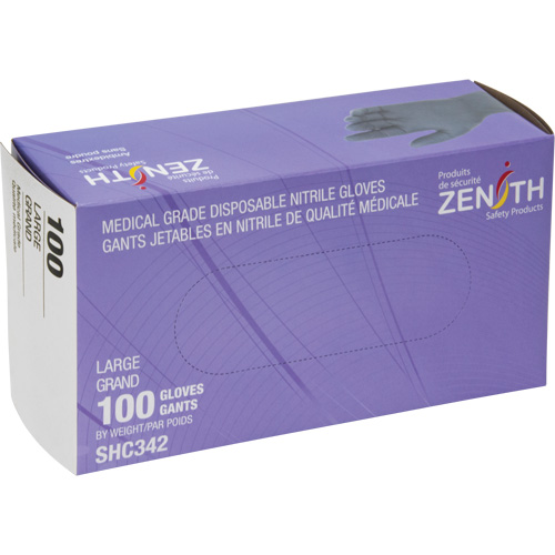 Medical Grade Disposable Gloves, Large, Nitrile, 6-mil, Powder-Free, Black, Class 2 Absolute Business Supply