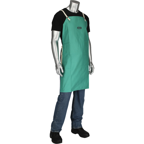 Tablier en satinette 100 % coton trait&eacute; FR Ironcat Dynamic, Salopette, Vert Absolute Business Supply