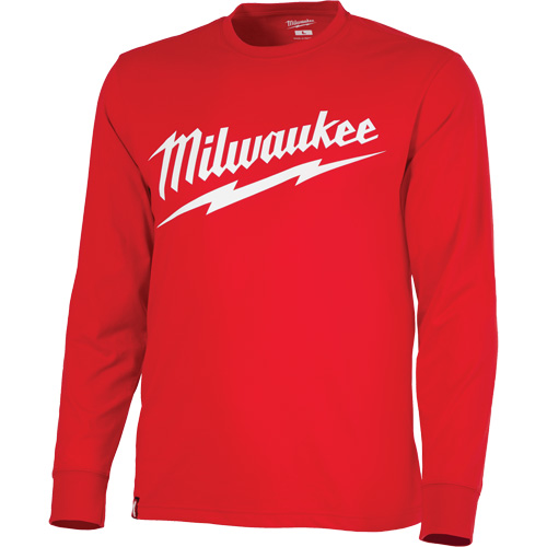 Chandail &agrave; manches longues tr&egrave;s r&eacute;sistant avec logo Milwaukee, Hommes, Petit, Rouge Absolute Business Supply