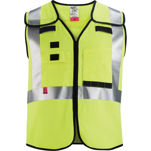 Gilet de s&eacute;curit&eacute; &agrave; maille d&eacute;tachable, Noir/Jaune lime haute visibilit&eacute;, Moyen/Petit Absolute Business Supply