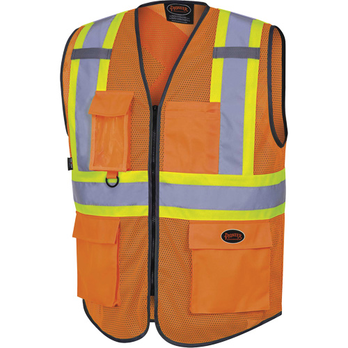6960 Veste de s&eacute;curit&eacute; &agrave; maille en avant, Orange haute visibilit&eacute;, Moyen, Polyester Absolute Business Supply
