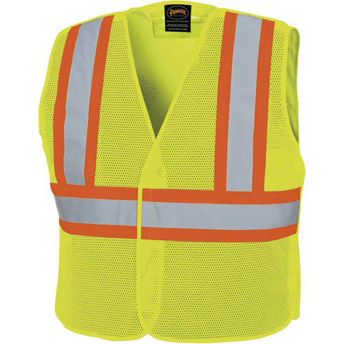 598P Tear-Away Mesh Safety Vest, High Visibility Lime-Yellow, Medium/Small, Polyester Absolute Business Supply