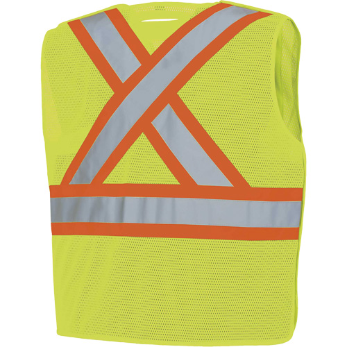 598P Tear-Away Mesh Safety Vest, High Visibility Lime-Yellow, Medium/Small, Polyester Absolute Business Supply