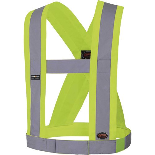 5492 Bretelles de s&eacute;curit&eacute; r&eacute;glable de 4" de large, R&eacute;pond ou surpasse la norme CSA Z96 classe 2 - niveau 2, Jaune lime haute visibilit&eacute;, Couleur r&eacute;fl&eacute;chissante Argent, Taille unique Absolute Business Supply