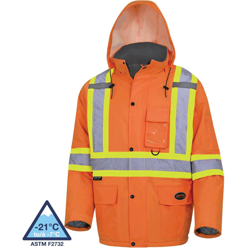 5030 Waterproof Quilted Safety Parka, High Visibility Orange, Small Absolute Business Supply