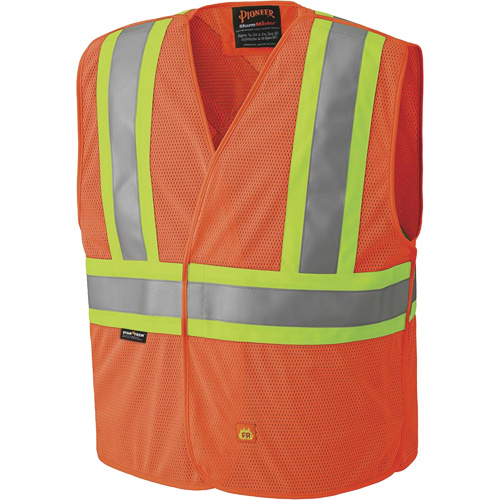 6914A Veste de s&eacute;curit&eacute; ignifug&eacute;e, Orange haute visibilit&eacute;, Moyen/Petit, Polyester Absolute Business Supply