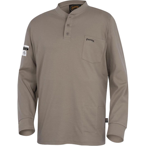 331 Chandail Henley en tricot interlock ignifuge, Petit, Beige Absolute Business Supply