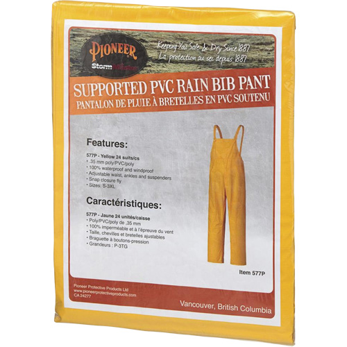 577P Storm Master&reg; Bib Pants, Small, Polyester/PVC, Yellow Absolute Business Supply