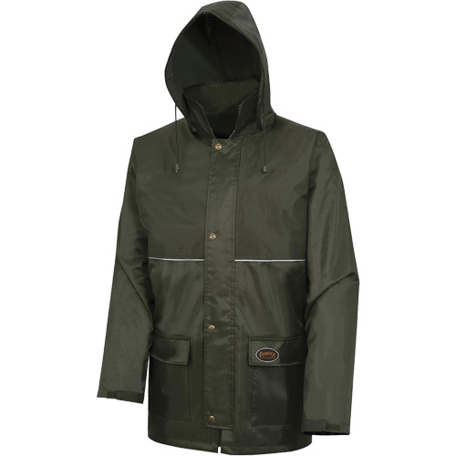 D8120J Nailhead Ripstop Tree Planter Hooded Jacket, Polyester/PVC, X-Small, Green Absolute Business Supply