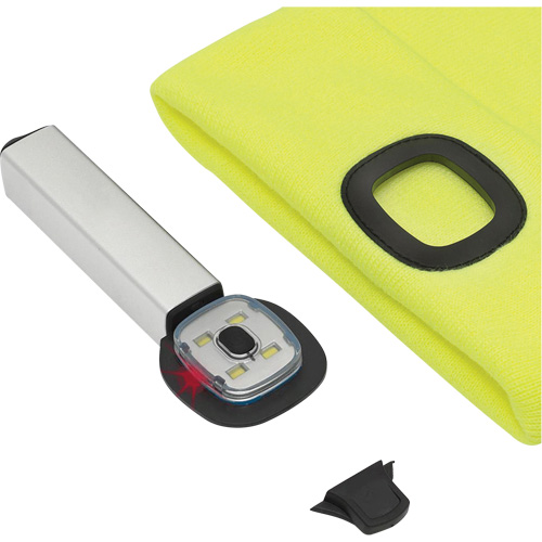 5676 Knit Toque with LED Headlight, Fleece Lining, One Size, High Visibility Yellow Absolute Business Supply