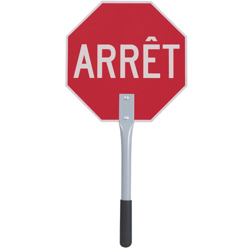 Panneau darr&ecirc;t/ralentissement de circulation – français, Coroplastique Absolute Business Supply