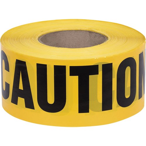 387 Ruban d'avertissement, Anglais, 3" la x 1000' lo, 1,5 mil, Noir sur jaune Absolute Business Supply