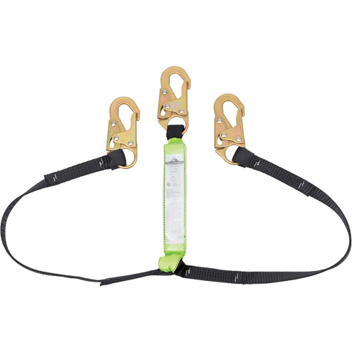 SA-64000-6 Shock Absorbing Lanyard, 6', Snap Hook Center, Snap Hook Leg Ends, Polyester Absolute Business Supply