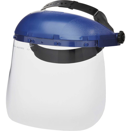 390 Premium Series Single Crown Uncoated Faceshield, Acetate, Ratchet Suspension Absolute Business Supply