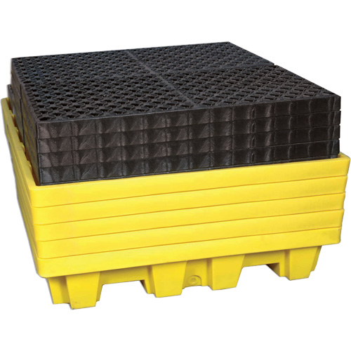 Ultra-Spill Pallet emboitable, 4 barils, Capacit&eacute; de d&eacute;versement 66 gal. US, 51" x 51" x 10" Absolute Business Supply
