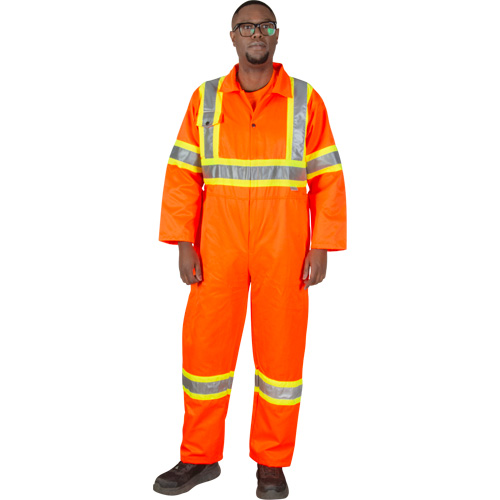 Combinaison de s&eacute;curit&eacute; non doubl&eacute;e, T-Grand, Orange haute visibilit&eacute; Absolute Business Supply
