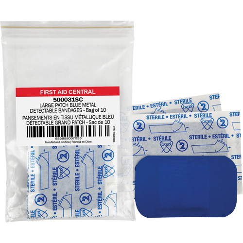 Blue Adhesive Bandages, Rectangular/Square, 3", Fabric Metal Detectable, Non-Sterile Absolute Business Supply