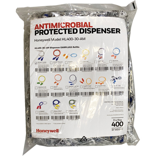AS-30W Earplugs Refill for HL400 Dispenser, Bulk - Polybag, Corded Absolute Business Supply