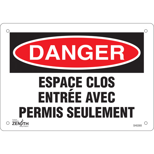 "Espace clos" Sign, 7" x 10", Plastic, French Absolute Business Supply