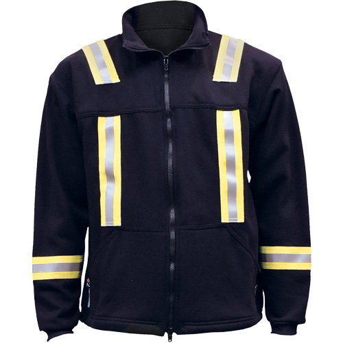 Flame Resistant Striped Full Zip Fleece Jacket, Medium, Navy Blue Absolute Business Supply