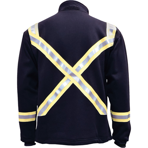 Flame Resistant Striped Full Zip Fleece Jacket, Medium, Navy Blue Absolute Business Supply