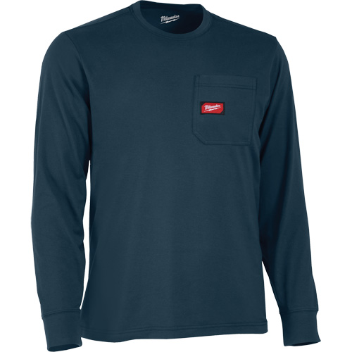 Gridiron Long-Sleeved Pocket-T-Shirt, Men's, Small, Blue Absolute Business Supply