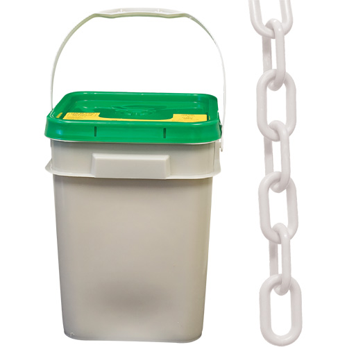 Chaîne de s&eacute;curit&eacute; en plastique robuste, Blanc, Maillon de 2", 120' de long Absolute Business Supply