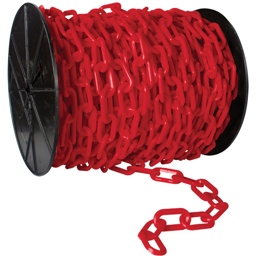 Chaîne de s&eacute;curit&eacute; en plastique robuste, Noir, Maillon de 2", 100' de long Absolute Business Supply