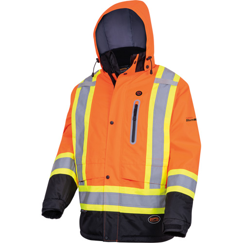 5407 Waterproof Insulated Heated Safety Jacket, Men's, Small, High-Visibility Orange Absolute Business Supply