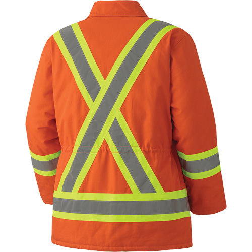 5537A Parka de s&eacute;curit&eacute; matelass&eacute; en canevas de coton, Orange haute visibilit&eacute;, Petit Absolute Business Supply