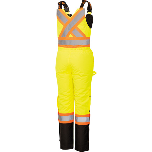 5041BBW Women's High-Visibility Waterproof Safety Overalls, Polyester, X-Small, Black/High Visibility Lime-Yellow Absolute Business Supply