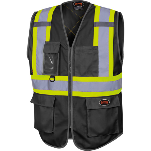 6959BK Veste de s&eacute;curit&eacute; haute visibilit&eacute; en tricot chaîne avec fermeture &agrave; glissi&egrave;re, Noir, T-petit, Polyester Absolute Business Supply