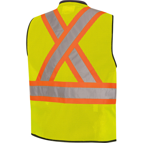 6895 Veste de s&eacute;curit&eacute; haute visibilit&eacute; bicolore avec fermeture &agrave; glissi&egrave;re sur tout le devant, Noir/Jaune lime haute visibilit&eacute;, 2T-Grand/3T-Grand, Polyester Absolute Business Supply