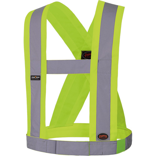 5493 Bretelles ajustables de s&eacute;curit&eacute; haute visibilit&eacute; de 4" de largeur, R&eacute;pond ou surpasse la norme CSA Z96 classe 2 - niveau 2, Jaune lime haute visibilit&eacute;, Couleur r&eacute;fl&eacute;chissante Argent, Taille uniq Absolute Business Supply