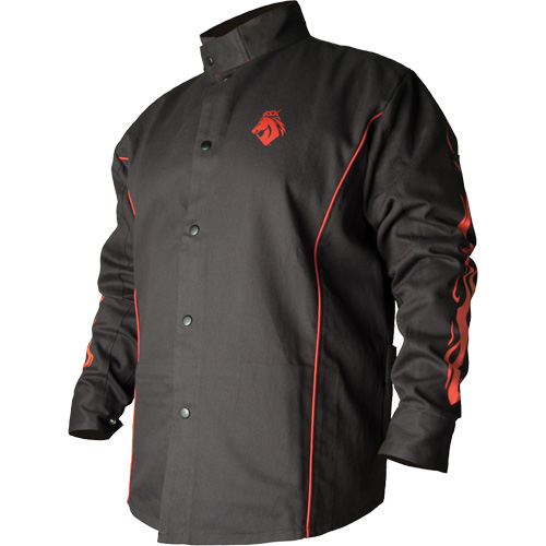 Veste de soudage BSX ignifuge profil&eacute;, Coton, Grand, Noir Absolute Business Supply