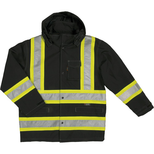 Ripstop Safety Rain Jacket, Polyester, Small, Black Absolute Business Supply