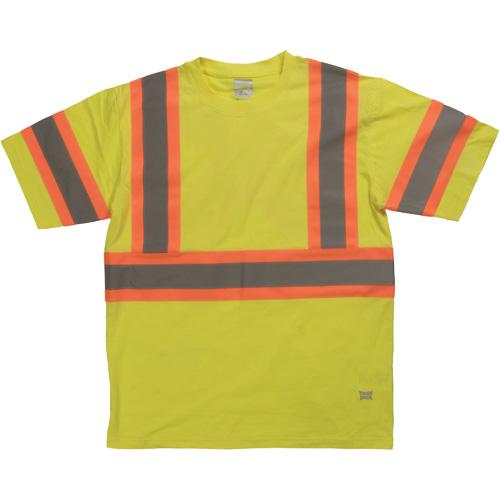 Chemise de s&eacute;curit&eacute; &agrave; manches courtes, Coton, T-petit, Jaune lime haute visibilit&eacute; Absolute Business Supply