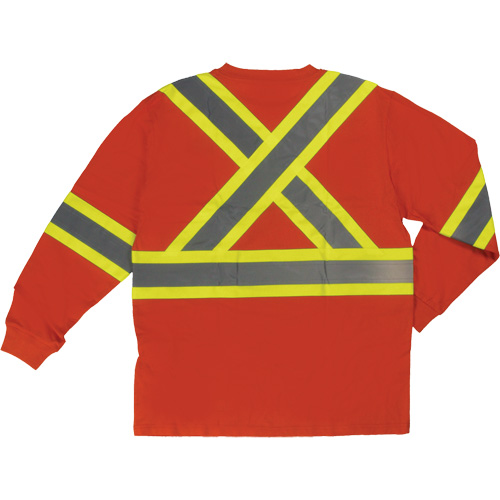 Long Sleeve Safety T-Shirt, Cotton, X-Small, High Visibility Orange Absolute Business Supply