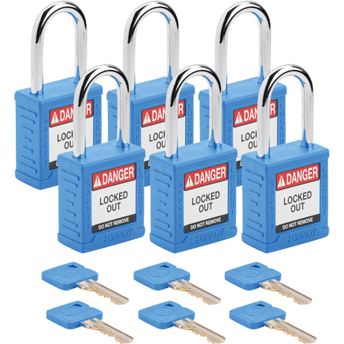 Cadenas de verrouillage Velocity, Bleu, Cl&eacute;s identiques, Nylon, Largeur de 1-1/2" Absolute Business Supply