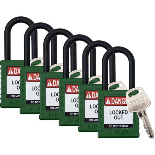 Cadenas de verrouillage Velocity, Vert, Cl&eacute;s identiques, Nylon, Largeur de 1-1/2" Absolute Business Supply