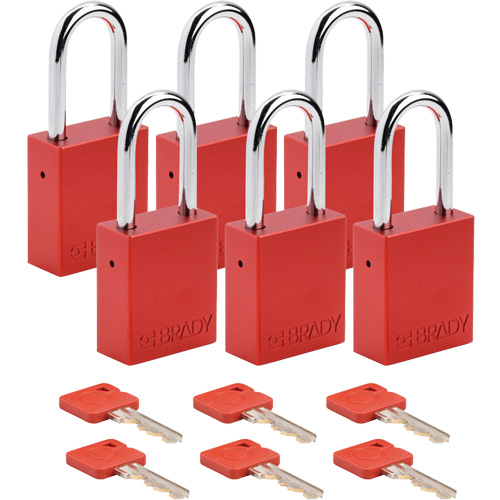 Lockout Padlock, Safety Padlock, Keyed Different, Aluminum, 1-1/2" Width Absolute Business Supply