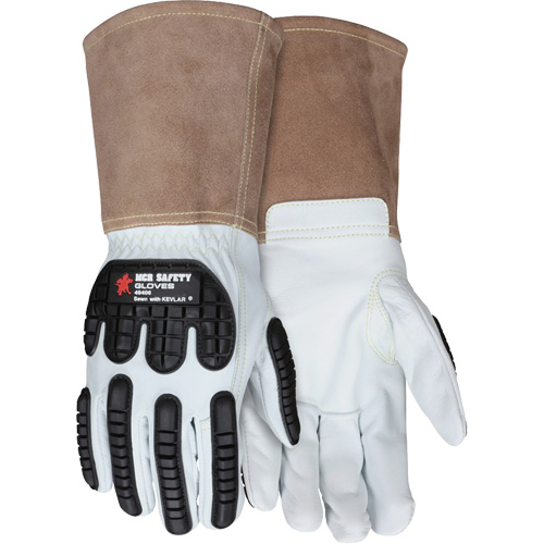 Leather Welding Work Gloves, Medium, Goatskin Palm, Gauntlet Cuff Absolute Business Supply