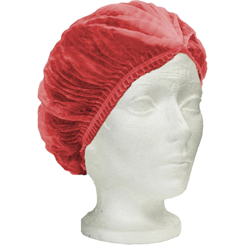 Bonnet bouffant pliss&eacute; RONCO Care, Polypropyl&egrave;ne, 24", Rouge Absolute Business Supply