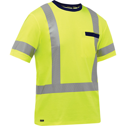 Bisley&reg; X-Back Short Sleeve Shirt, Poly-Cotton, Small, High Visibility Lime-Yellow Absolute Business Supply
