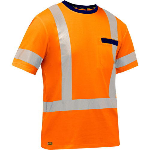Bisley&reg; X-Back Short Sleeve Shirt, Poly-Cotton, Small, High Visibility Orange Absolute Business Supply