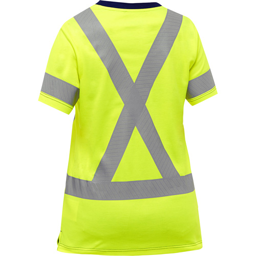 Bisley&reg; Women's X-Back Short Sleeve Shirt, Poly-Cotton, Small, High Visibility Lime-Yellow Absolute Business Supply