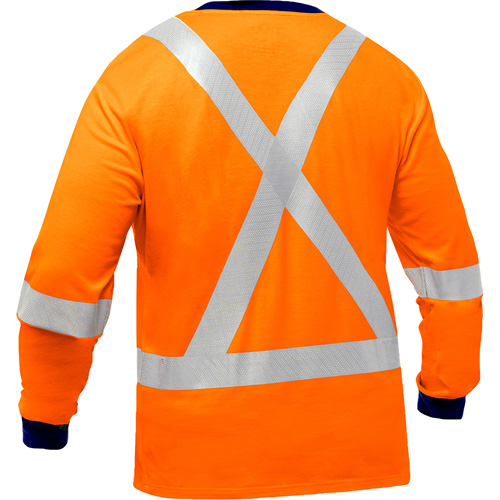Chemise &agrave; manches longues et X au dos Bisley, Poly-coton, Petit, Orange haute visibilit&eacute; Absolute Business Supply