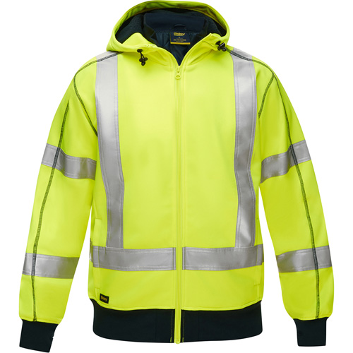 Bisley&reg; X-Back Full Zip Hooded Sweatshirt with Sherpa Lining, Medium, High Visibility Lime-Yellow Absolute Business Supply